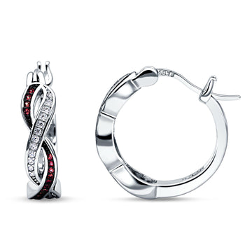 Twisted Infinity Huggie Hoop Earrings Simulated Ruby 925 Sterling Silver Wholesale